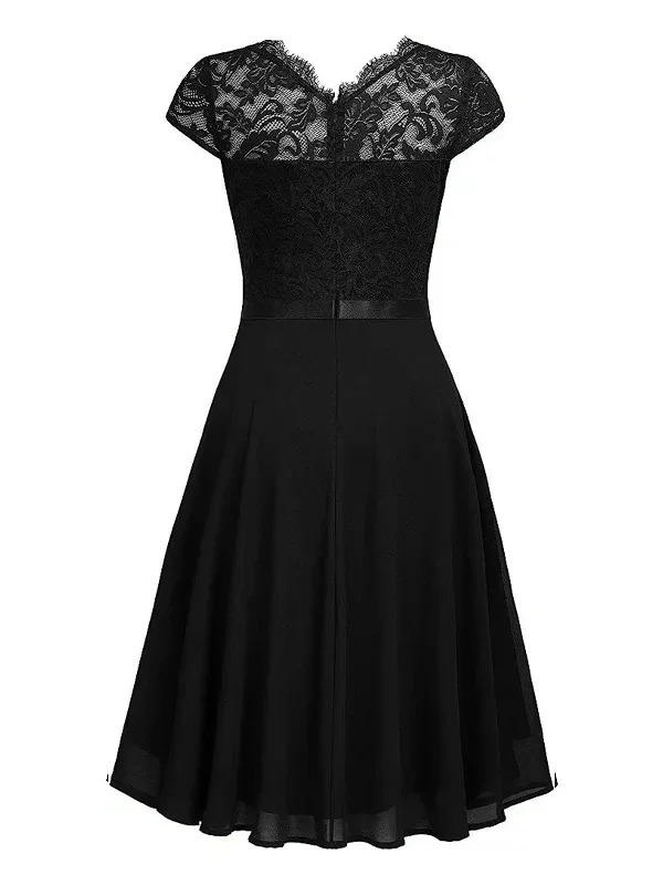 1940s-ruffles-lace-floral-solid-dress