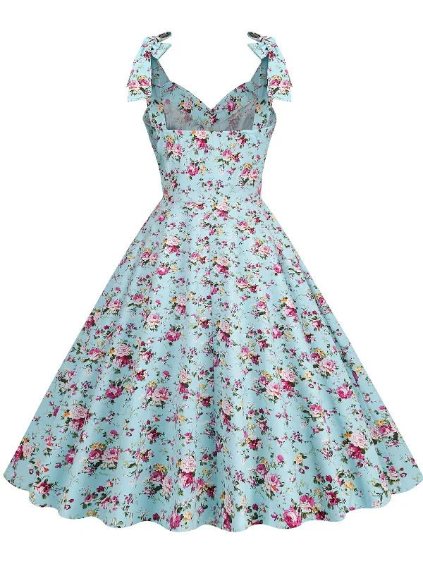 1950s-floral-lace-up-shoulder-v-neck-swing-dress