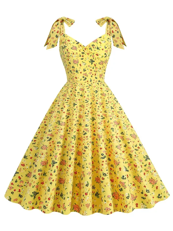 1950s-floral-lace-up-shoulder-v-neck-swing-dress