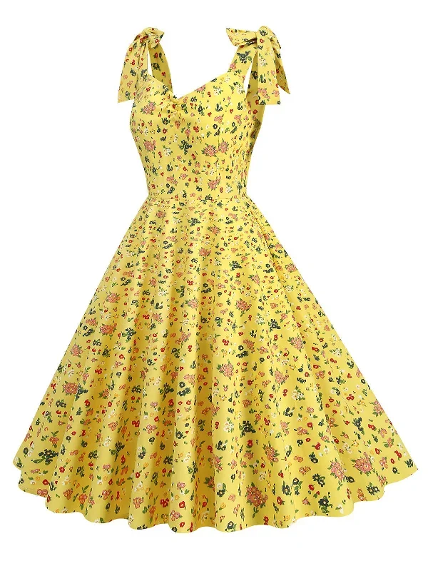 1950s-floral-lace-up-shoulder-v-neck-swing-dress