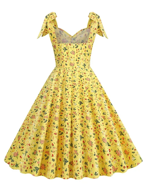 1950s-floral-lace-up-shoulder-v-neck-swing-dress