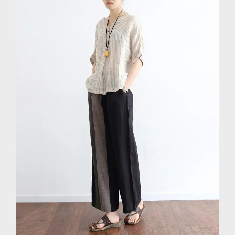 2021-black-stylish-patchwork-pants-oversize-linen-wide-leg-pants