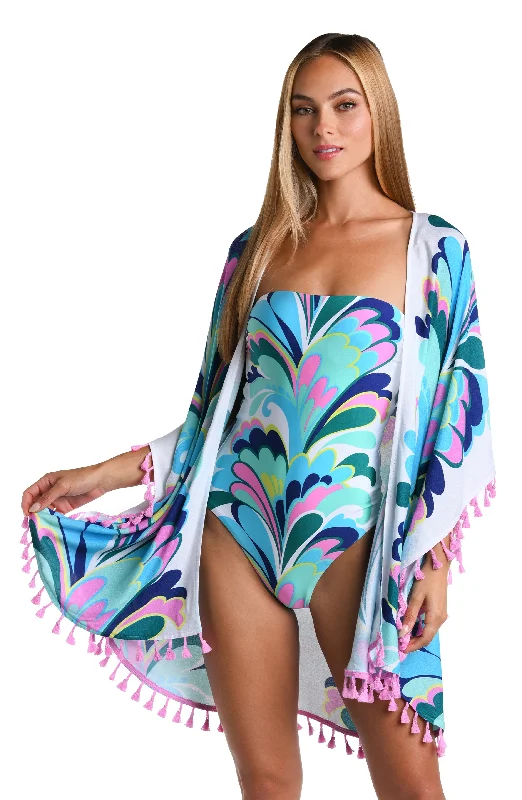 Sunshine 79 Far Out Feathers Open Front Kimono