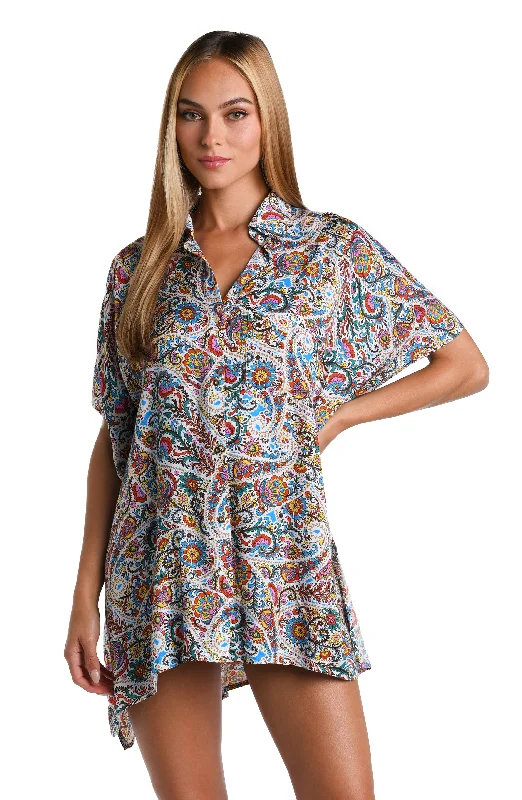 Sunshine 79 Glam Paisley Resort Shirt Cover Up