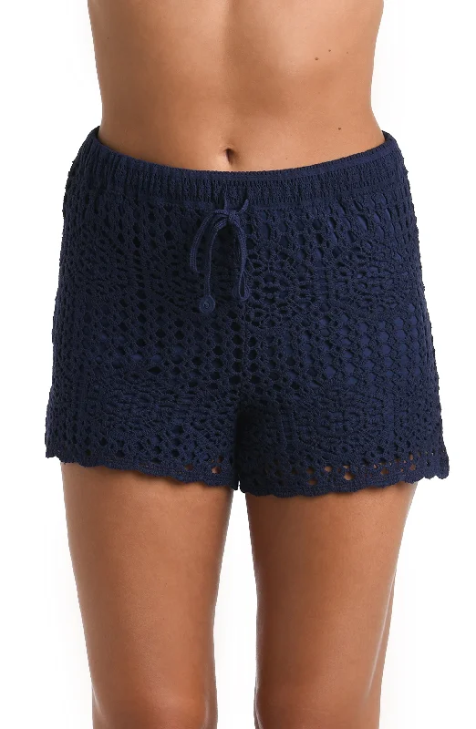 Waverly Covers Crochet Beach Shorts - Indigo