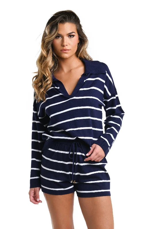 Yacht Club Collared Sweater Cover Up