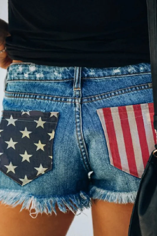 american-flag-printed-bottom-fringed-denim-shorts