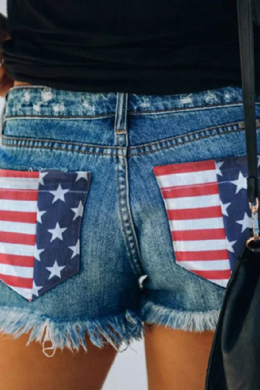 american-flag-printed-bottom-fringed-denim-shorts