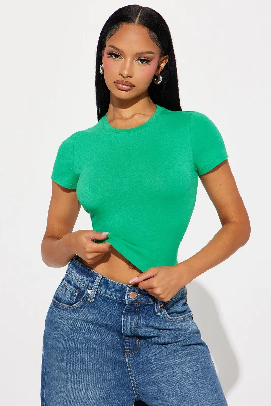 Anna Crew Neck Crop Top - Kelly Green