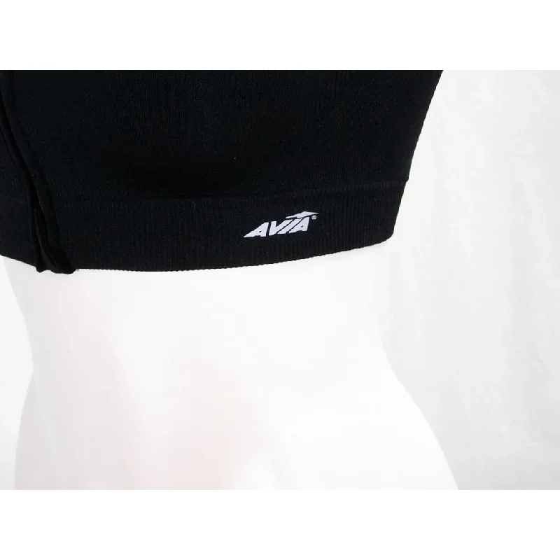 avia-zip-front-close-zip-up-zipper-wire-free-sports-bra-small-black-nwt