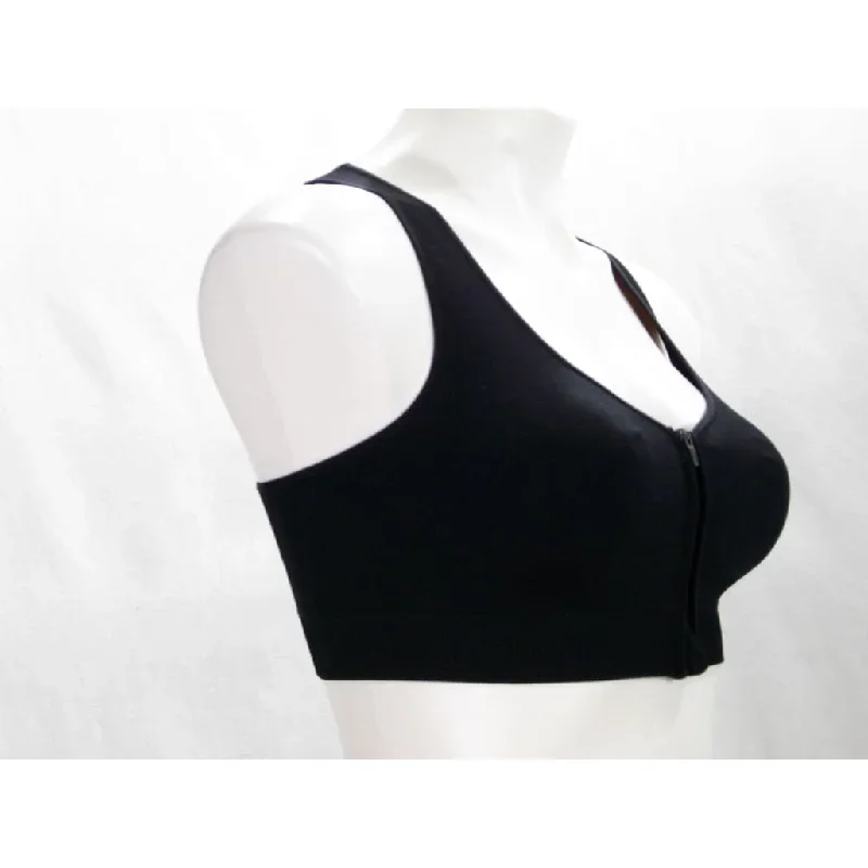 avia-zip-front-close-zip-up-zipper-wire-free-sports-bra-small-black-nwt