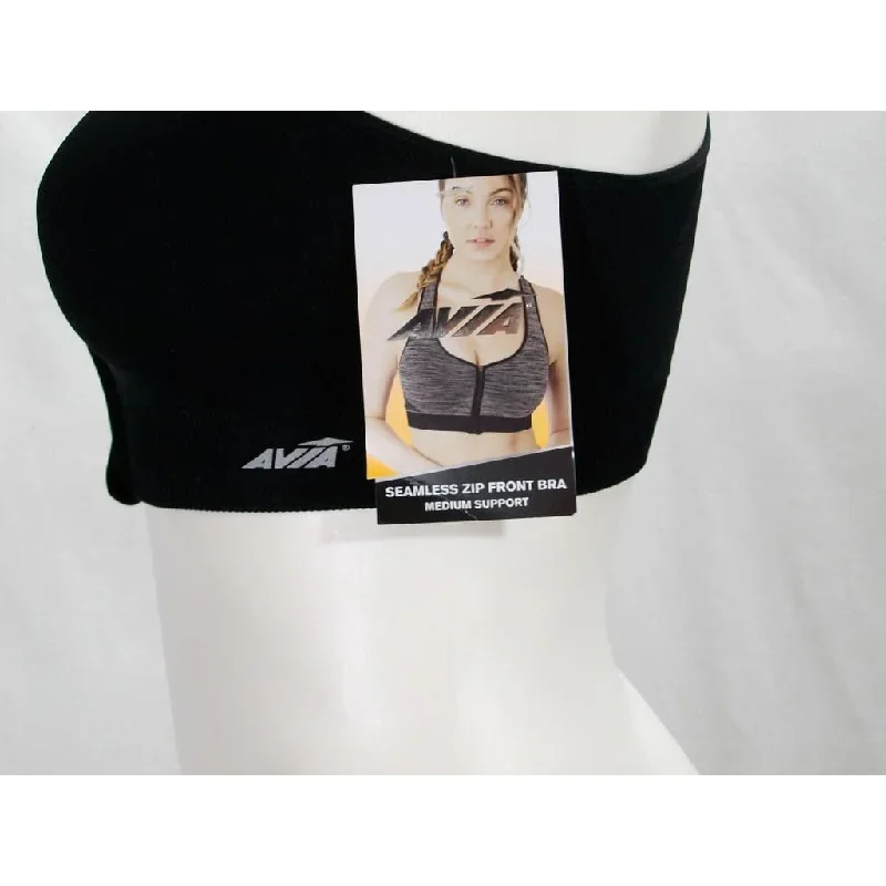 avia-zip-front-close-zip-up-zipper-wire-free-sports-bra-small-black-nwt