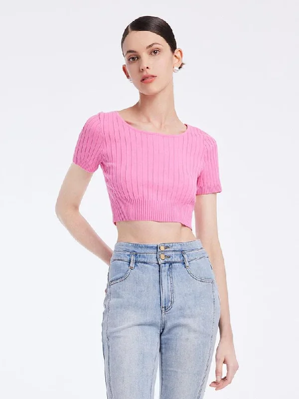 Basic Fitted Crop Women Knit Top