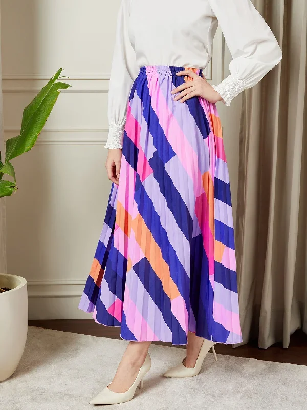 biz-sk5221mu-berrylush-bizwear-women-multicolour-colourblock-printed-elastic-high-rise-waist-straight-hem-pleated-a-line-midi-skirt