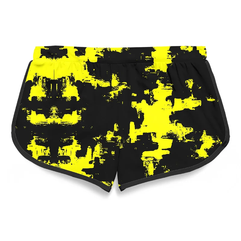 black-and-yellow-abstract-womens-retro-shorts