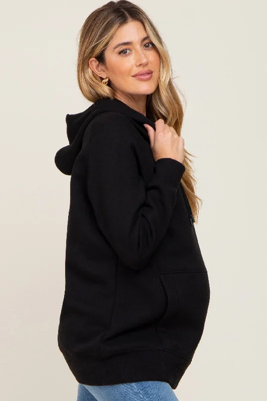 black-fleece-front-pocket-maternity-hoodie