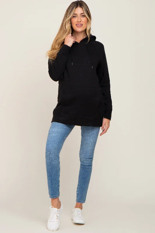 black-fleece-front-pocket-maternity-hoodie