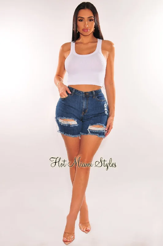 blue-denim-destroyed-frayed-hem-biker-shorts