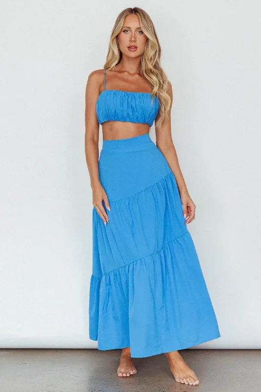 Bondi Waist Tie Maxi Skirt Sapphire