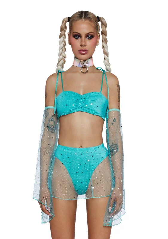 Celestial Queen Crop Top - Teal