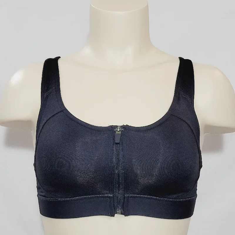 Champion N9643 Power Shape Max Zip Front Wire Free Sports Bra SMALL Black