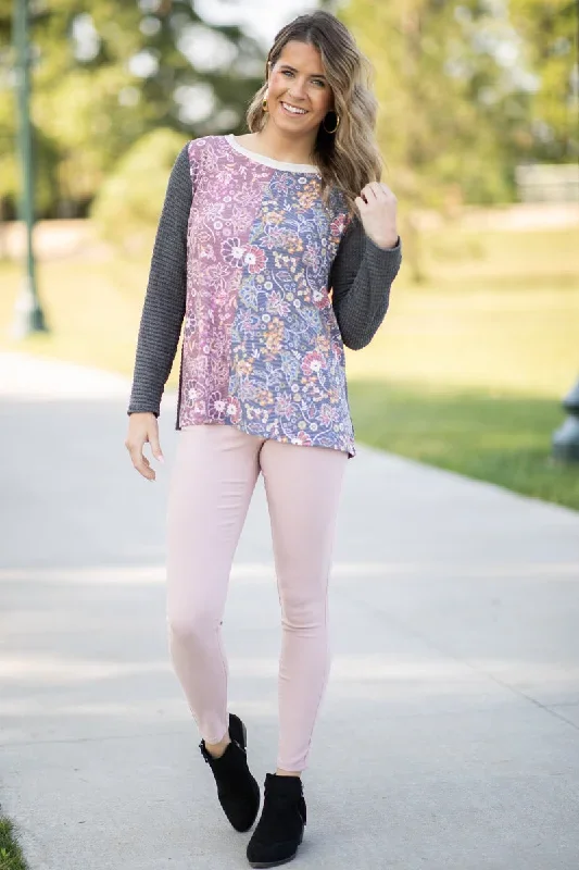 charcoal-multicolor-paisley-floral-print-top