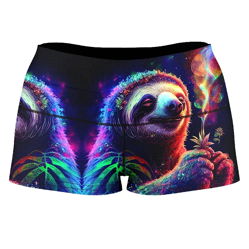 Chill Sloth High-Waisted Women's Shorts