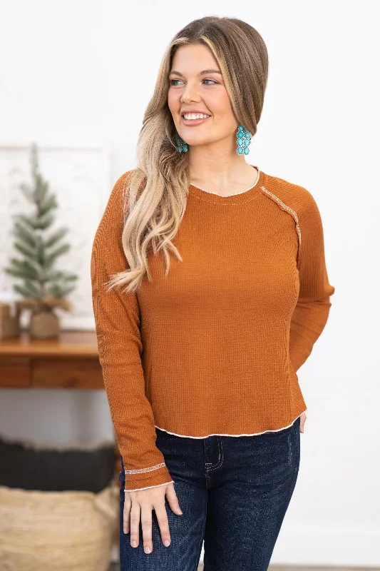 cinnamon-waffle-knit-top-with-ruffle-cuff