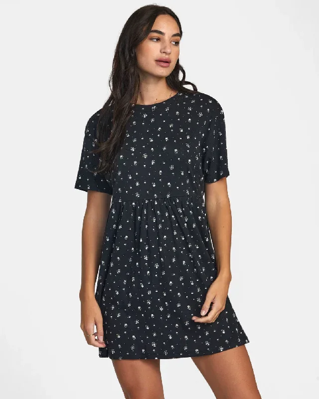 City Pointelle Short Sleeve Dress - RVCA Black