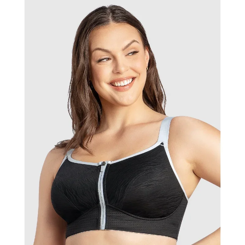 Wave Wirefree Zip Front Sports Bra