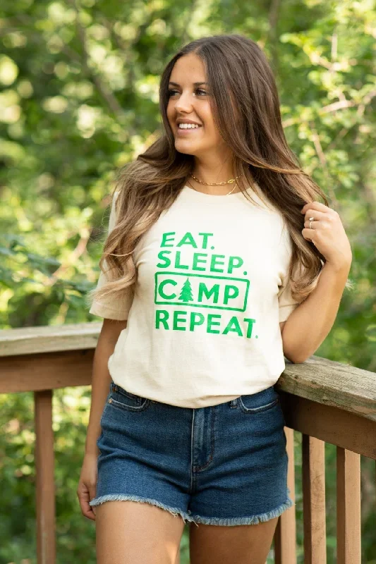 Cream Eat Sleep Camp Repeat Graphic Tee