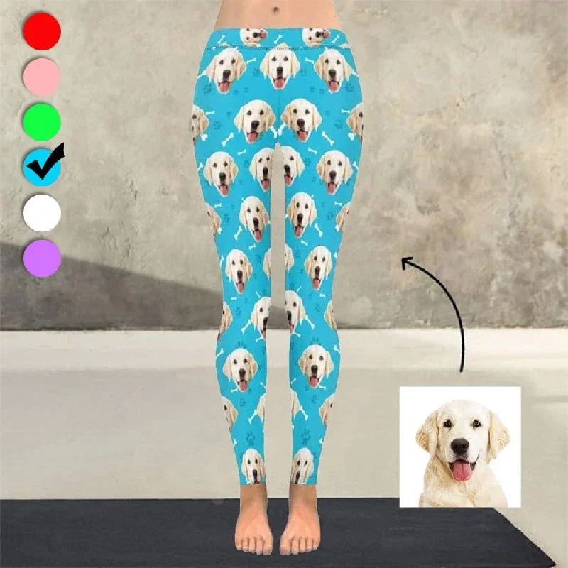 Custom Dog Face Low Rise Leggings Multiple Colors CustomPrintedLeggings