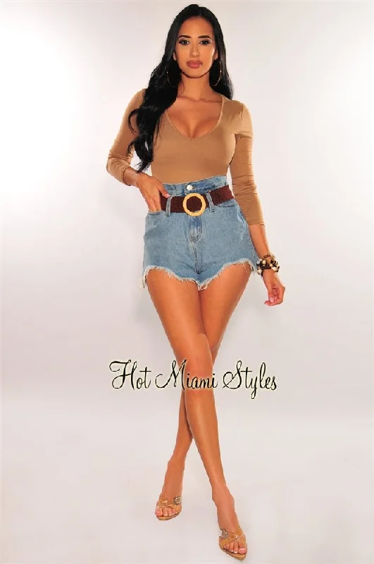 denim-frayed-hem-high-waist-paperbag-belted-shorts