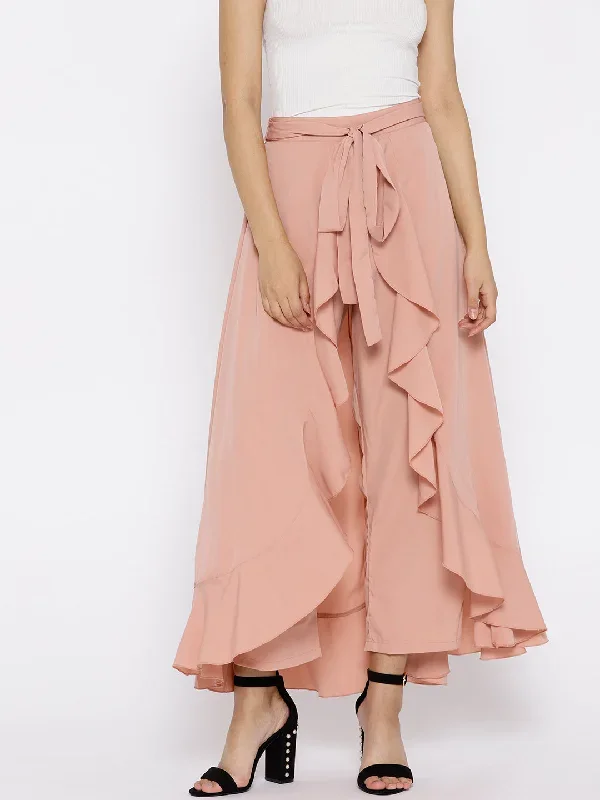 dusty-pink-solid-ruffled-maxi-skirt-with-attached-trousers