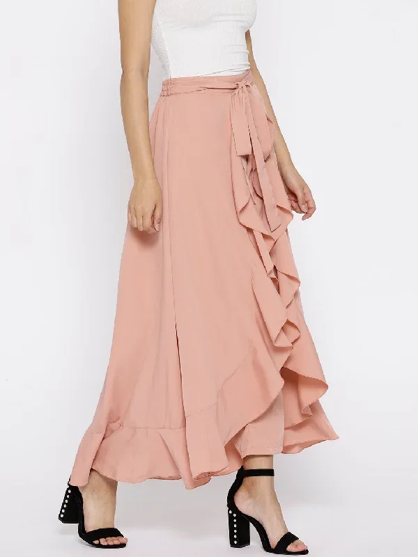 dusty-pink-solid-ruffled-maxi-skirt-with-attached-trousers