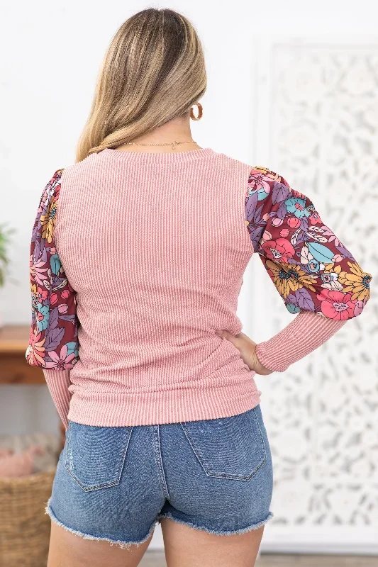 dusty-rose-ribbed-long-sleeve-floral-knit-top