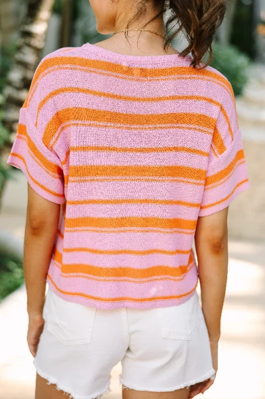 easy-living-pink-striped-short-sleeve-sweater