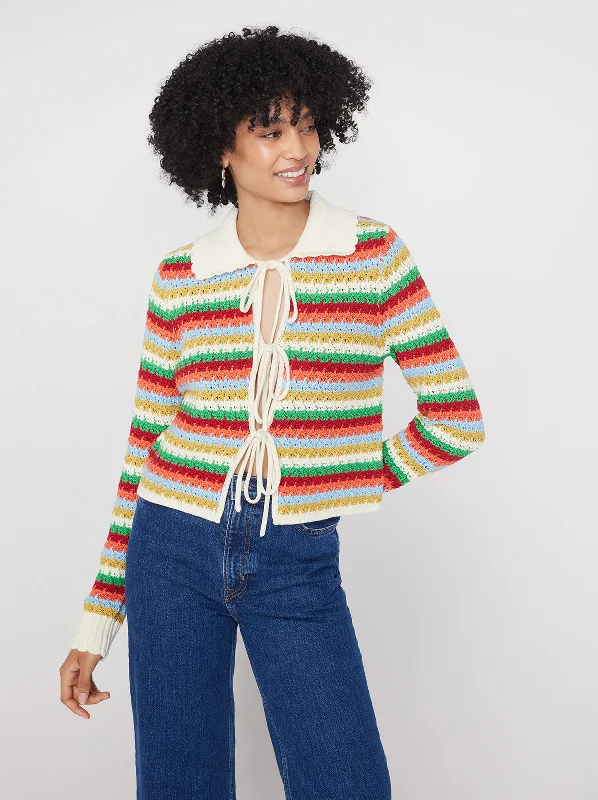 Evie Blue Multi Crochet Knit Cardigan