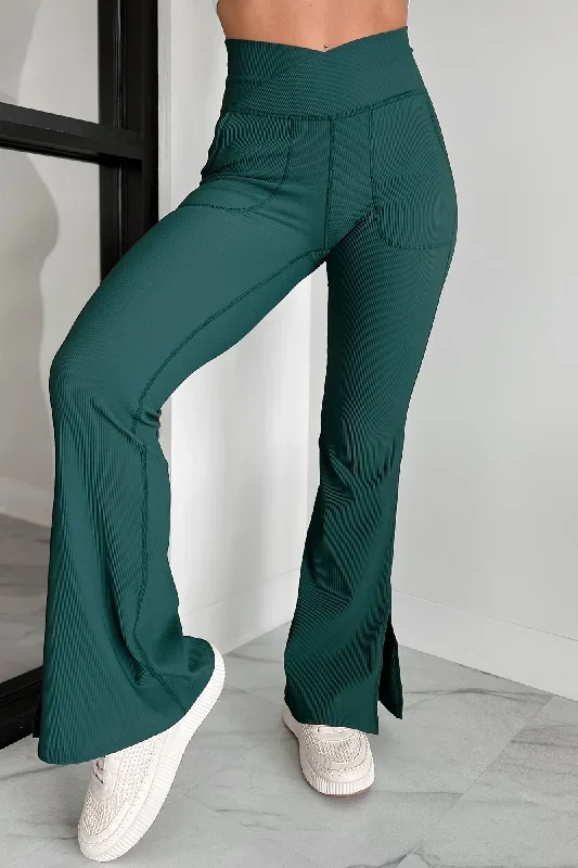 fierce-competitor-cross-waist-flared-leggings-midnight-green