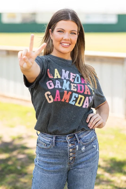 Graphite Multicolor Washed Gameday Graphic Tee