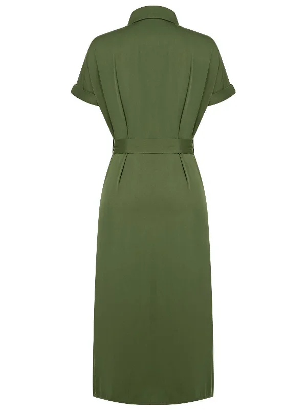 green-1940s-solid-belted-slit-dress