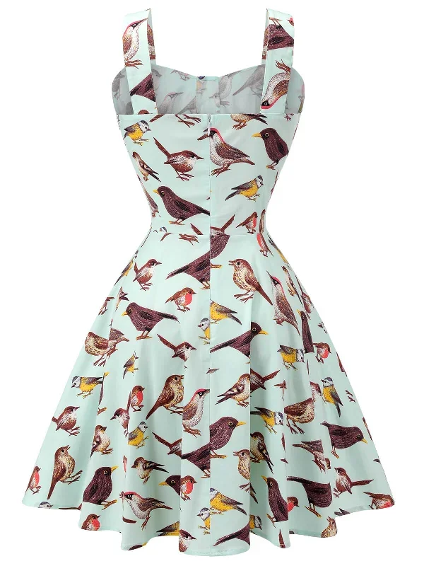 green-1950s-bird-square-collar-sleeveless-dress