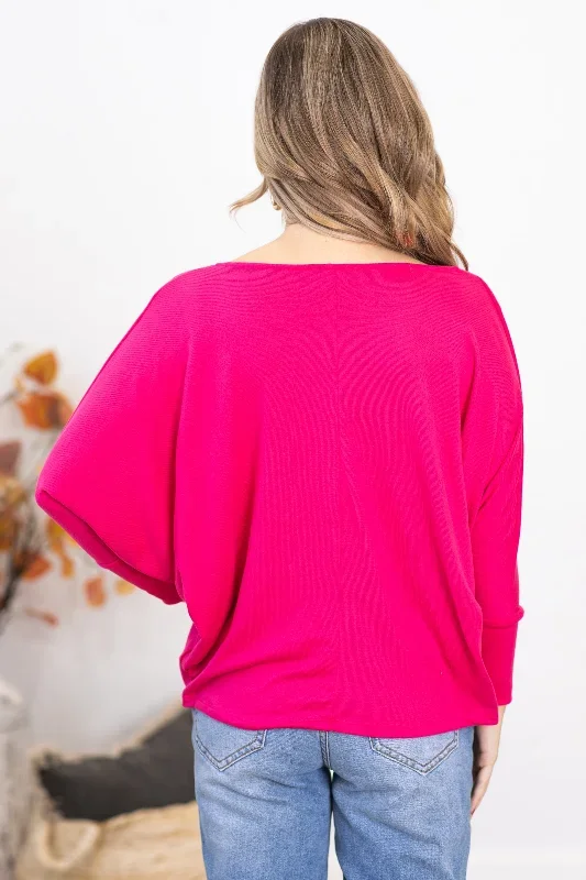 hot-pink-cowl-neck-dolman-sleeve-top