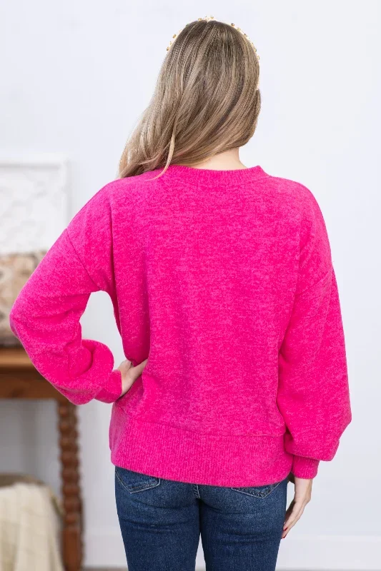 hot-pink-long-sleeve-contrast-rib-knit-top