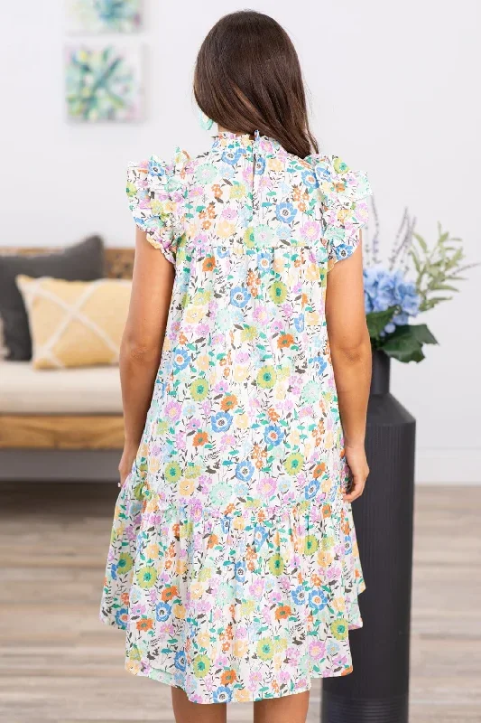 ivory-multicolor-floral-print-dress