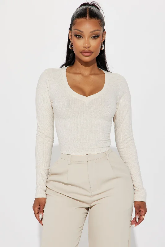 Jenni Ribbed Crop Top - Oatmeal