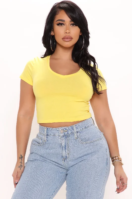 Kaitlyn V Neck Crop Top - Yellow