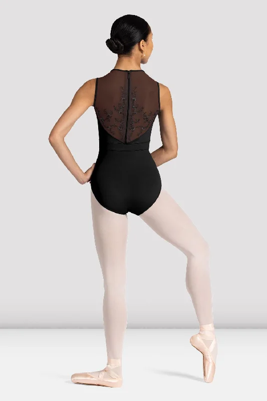 ladies-alyssa-floral-zip-back-leotard-black