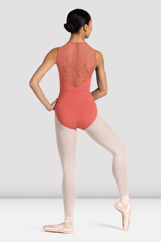 ladies-alyssa-floral-zip-back-leotard-peach