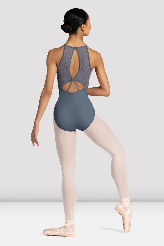 ladies-cassia-floral-halterneck-leotard-graphite-grey